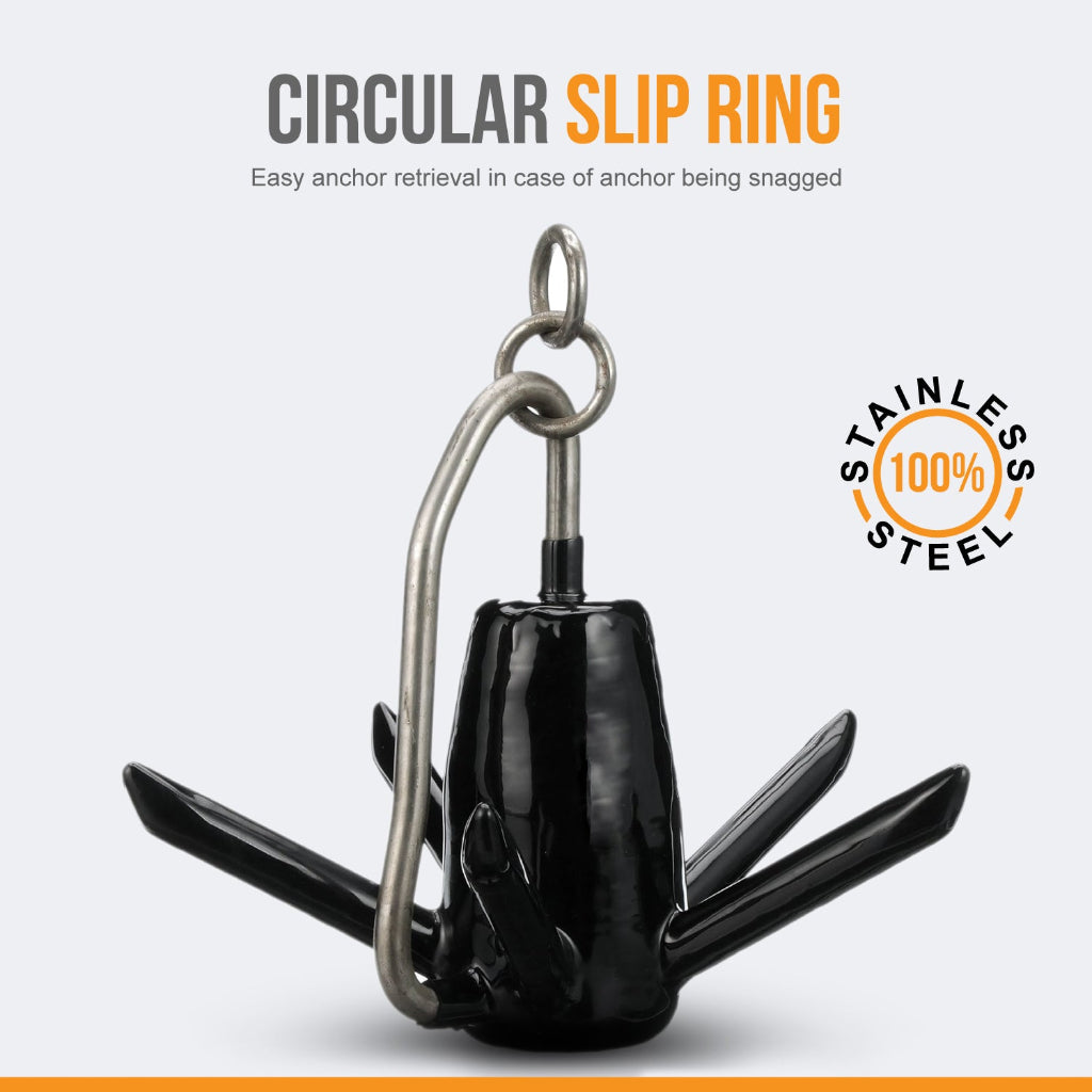 Anchor-Man Vinyl-Coated Richter Anchor - Spike Anchor for Boats, Offers High Performance in Diverse Lakebeds and Ri