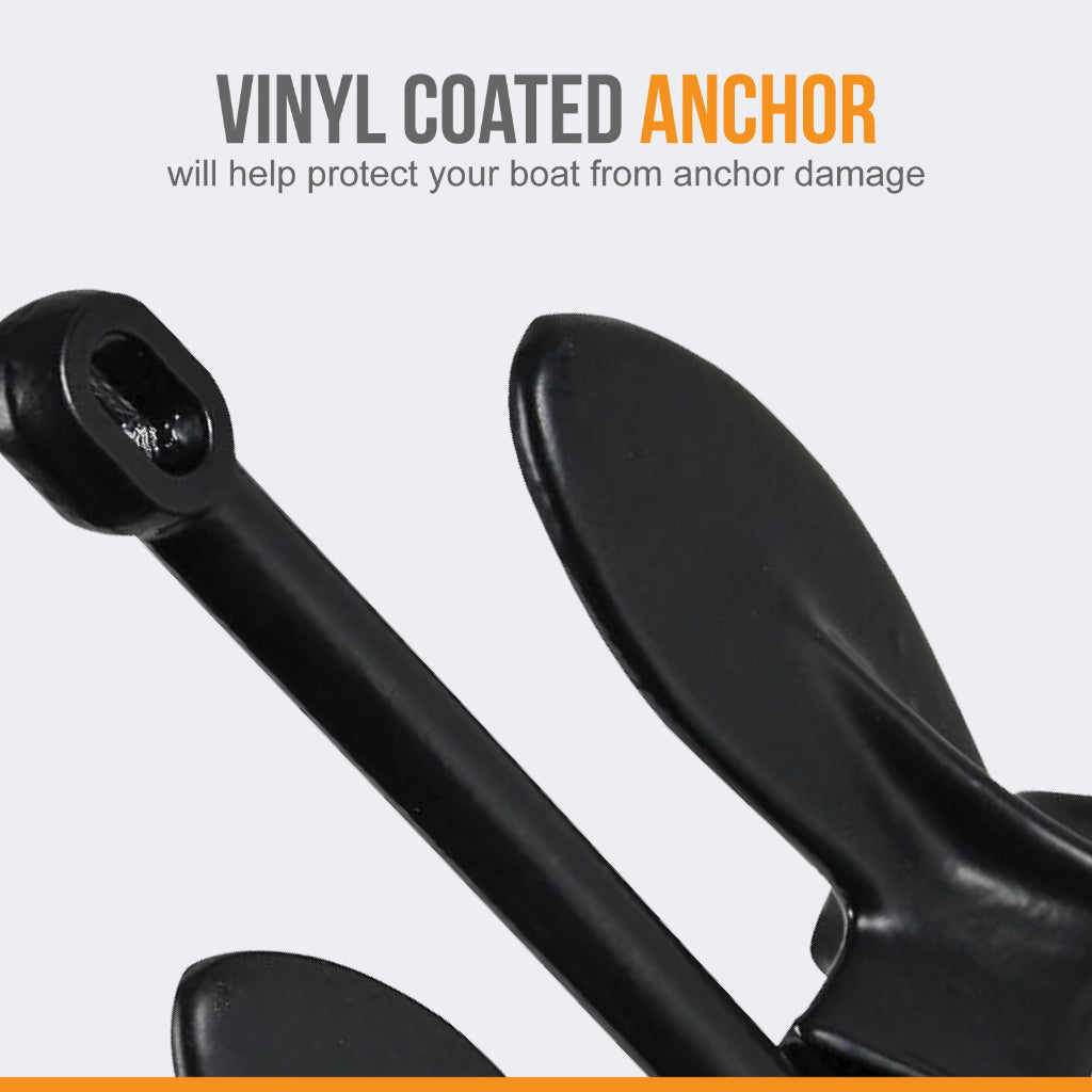Anchor-Man Navy Anchor(5lb / 10lb / 15lb / 20lb) Black Vinyl Coated Naval Anchors for Boats with Impressive Holding