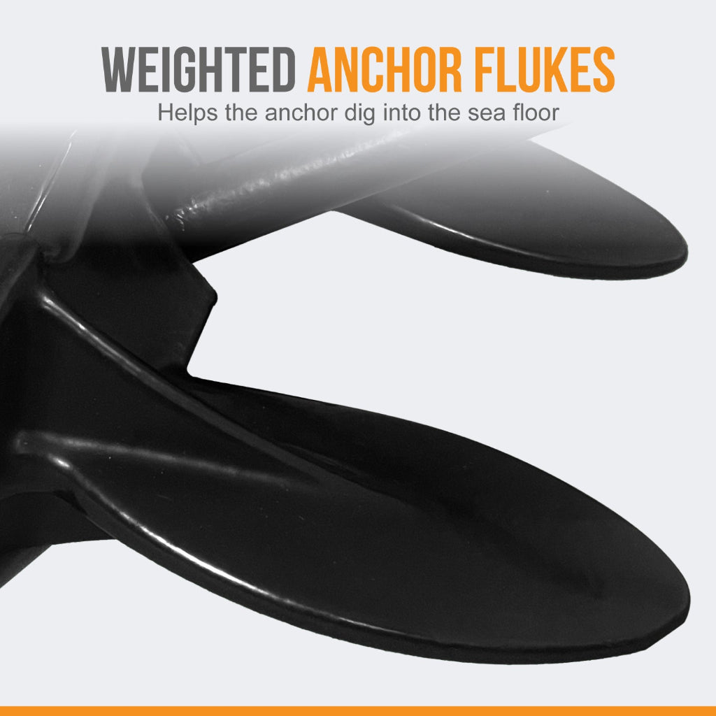 Anchor-Man Navy Anchor(5lb / 10lb / 15lb / 20lb) Black Vinyl Coated Naval Anchors for Boats with Impressive Holding