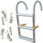 Anchor-Man Folding 3/4 Step Ladder for Fishing, Heavy-Duty Aluminum Pontoon Boat Ladder With Wide Steps, Ideal for 