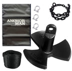 River Anchor Kit 20 lb Vinyl/PVC Coated, 100 ft Nylon Rope, 4 ft PVC-Coated Chain, Bow Shackle, Storage Bag Heavy D Anchor-Man