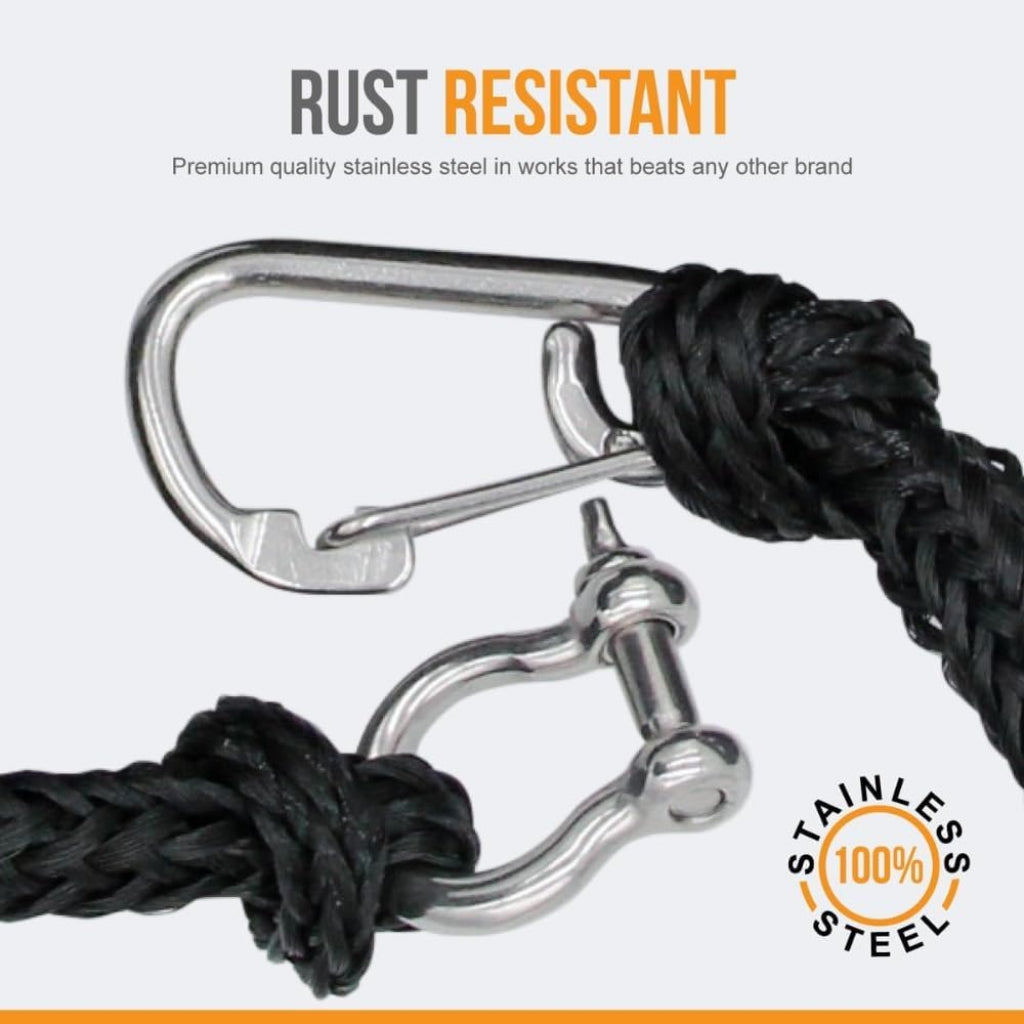 Anchor-Man Boat Bungee Dock Lines 7ft-22ft / 14ft-50ft Heavy-Duty Bungee Anchor Line with 316 Stainless Steel Clips