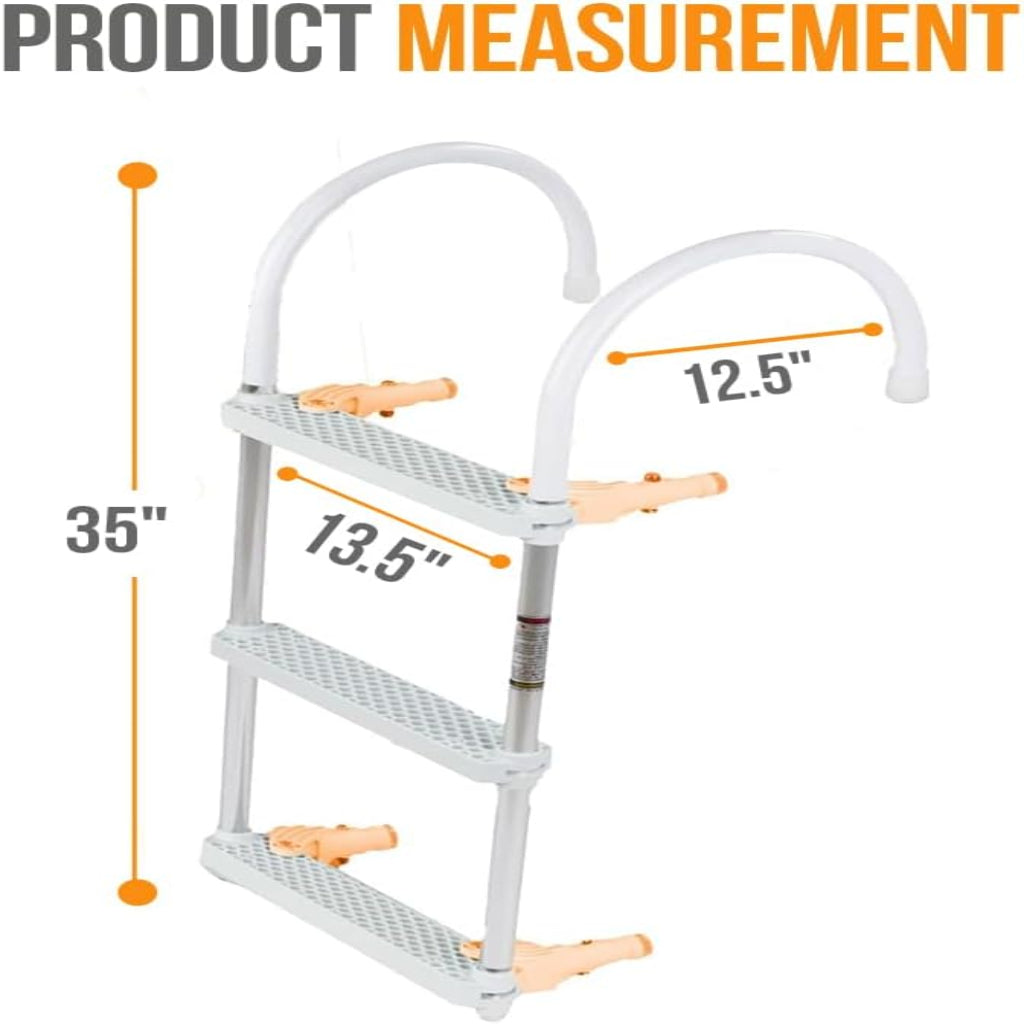 Anchor-Man Folding 3/4 Step Ladder for Fishing, Heavy-Duty Aluminum Pontoon Boat Ladder With Wide Steps, Ideal for 