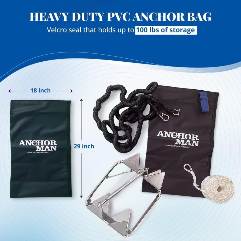 Heavy Duty Anchor Bag for Boats (18 x 29 / 22 x 33 ) Waterproof Rope Bag for Anchors, Floats, Life Jackets Bumper S Anchor-Man
