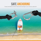 Anchor-Man Boat Bungee Dock Lines 7ft-22ft / 14ft-50ft Heavy-Duty Bungee Anchor Line with 316 Stainless Steel Clips