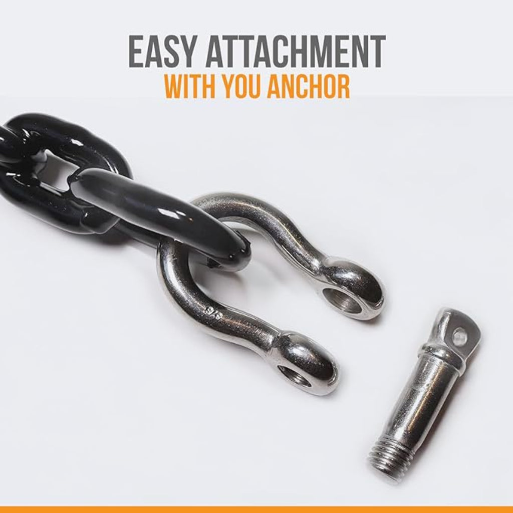 Anchor-Man PVC Coated Boat Anchor Chain with Stainless Steel Shackles Heavy-Duty, Corrosion-Resistant Marine Safety