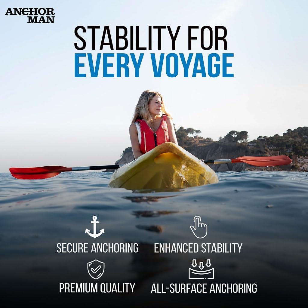 Jet Ski Anchor Kit Kayak Anchor Kit PVC Coated Boat Anchor Chain with Stainless Steel Shackles with 50 Feet Rope An Anchor-Man