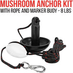 Anchor-Man Anchors Folding Kayak Grapnel Anchor, 8LB Mushroom Anchor, Complete Jet Ski Anchor Kit with PVC Coated C