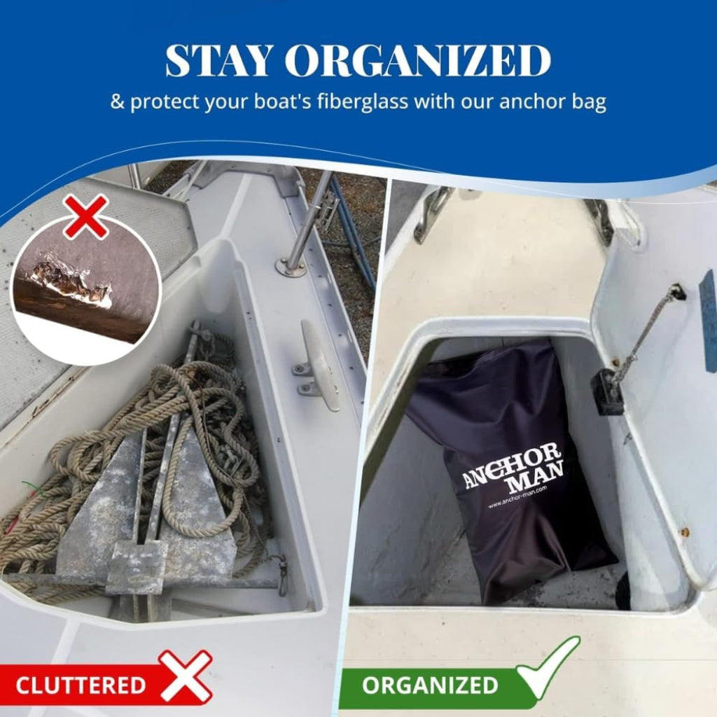 Heavy Duty Anchor Bag for Boats (18 x 29 / 22 x 33 ) Waterproof Rope Bag for Anchors, Floats, Life Jackets Bumper S Anchor-Man