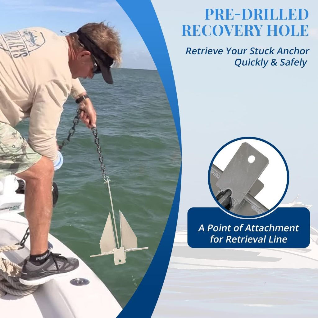 Anchor-Man Portable Galvanized Fluke Style Anchor Kit (8.5lb Kit / 13lb Kit), Anchor Chain Boat, Anchor Rope and An
