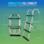 4 Step Ladder 44 x 14 , Aluminum Folding Ladder for Boat Heavy-Duty 400lb Capacity Non-Slip Marine Step Ladder Ligh Anchor-Man