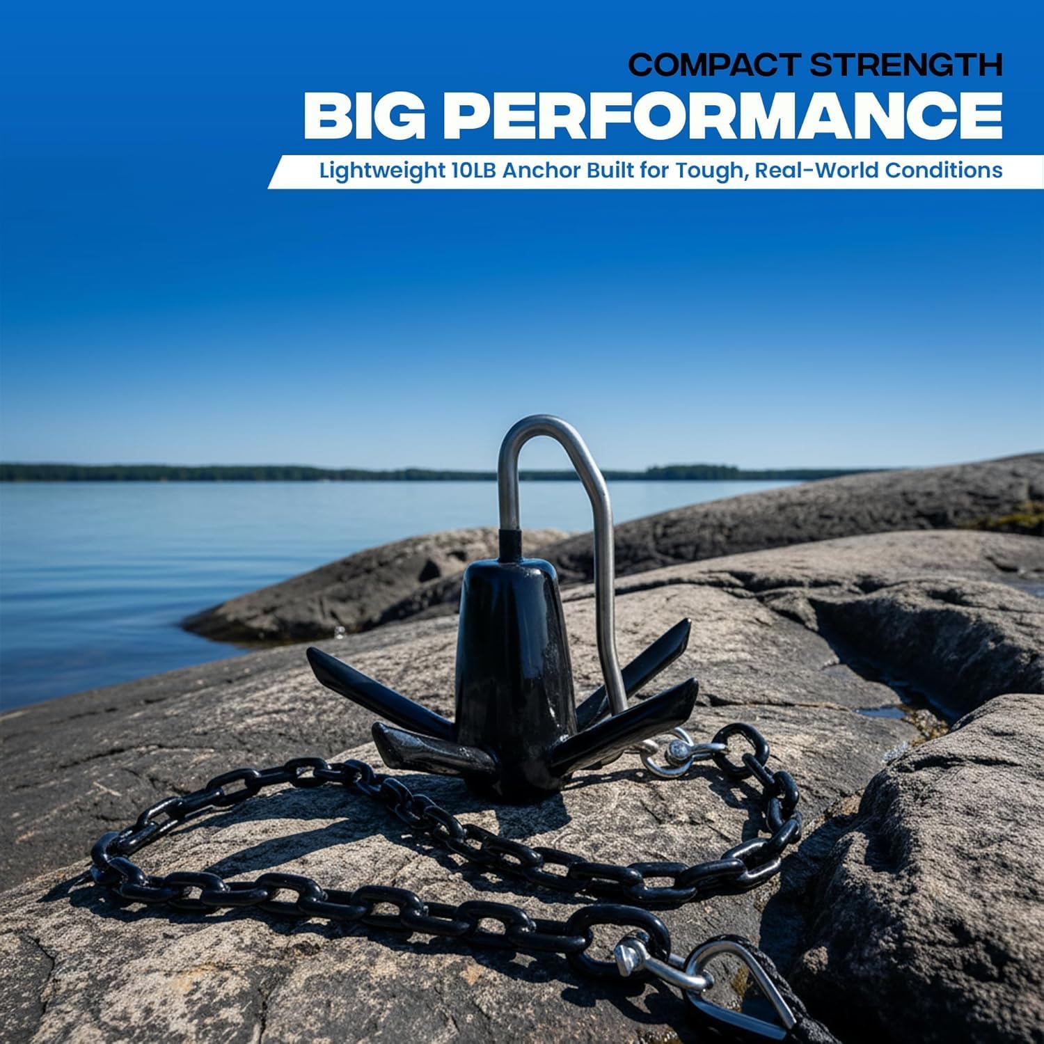 Richter Anchor Kit 25lbs with 100ft Nylon Rope, 4ft PVC Coated Chain, 3 Stainless Steel Bow Shackles Heavy Duty PVC Anchor-Man