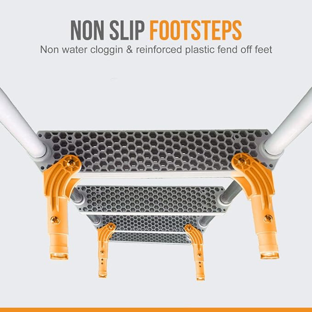 Anchor-Man Folding 3/4 Step Ladder for Fishing, Heavy-Duty Aluminum Pontoon Boat Ladder With Wide Steps, Ideal for 