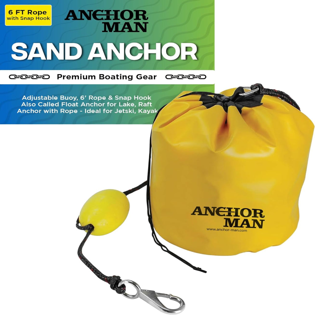 Anchor-Man Jetski Anchor Kit, All-in-One Sand Anchor for Floats, Adjustable Sand Bag Jet Ski Anchor for Floating Ma