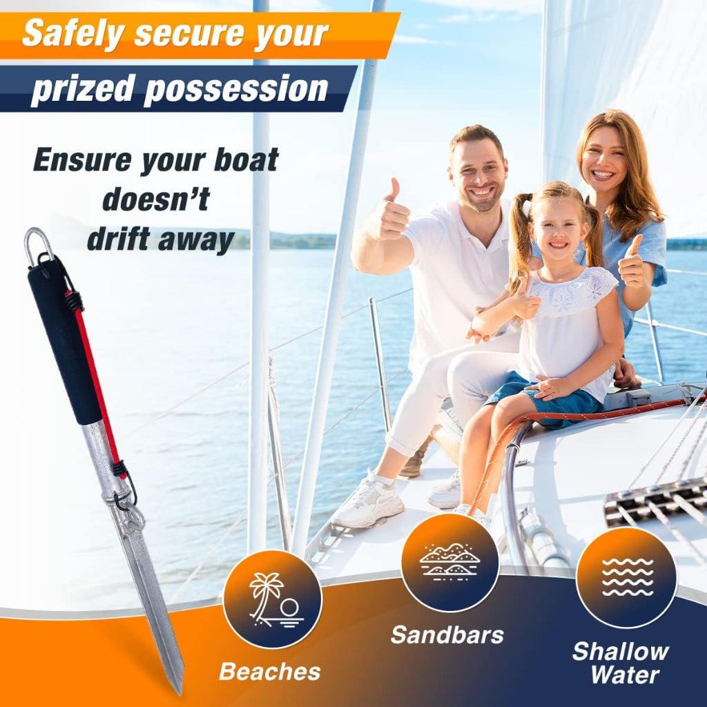 Anchor-Man Beach Spike Anchor for PWCs, Small to Medium Boats, Kayaks, Canoes, Jet Skis and Multipurpose Pure Carbo