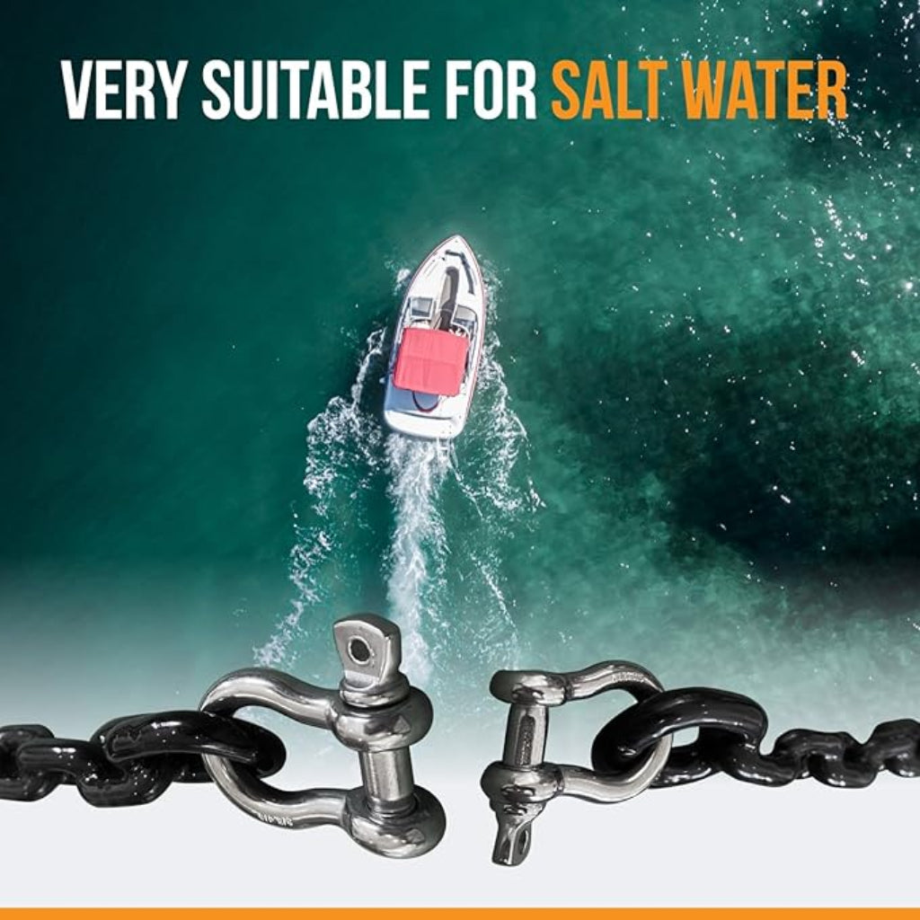 Anchor-Man PVC Coated Boat Anchor Chain with Stainless Steel Shackles Heavy-Duty, Corrosion-Resistant Marine Safety