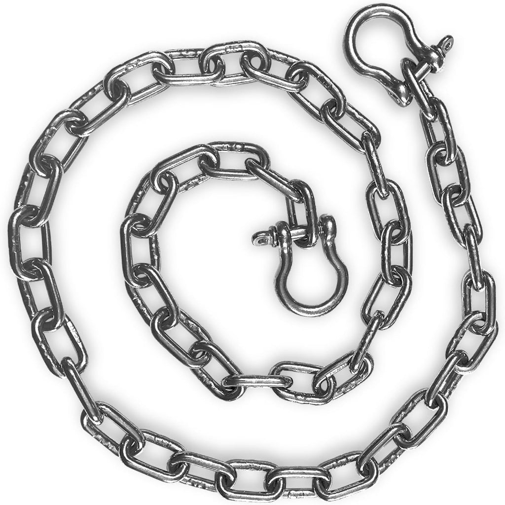 Anchor-Man Stainless Steel Boat Anchor Chain, Marine Grade, High Break Load with 2 Advanced Stainless Steel Shackle