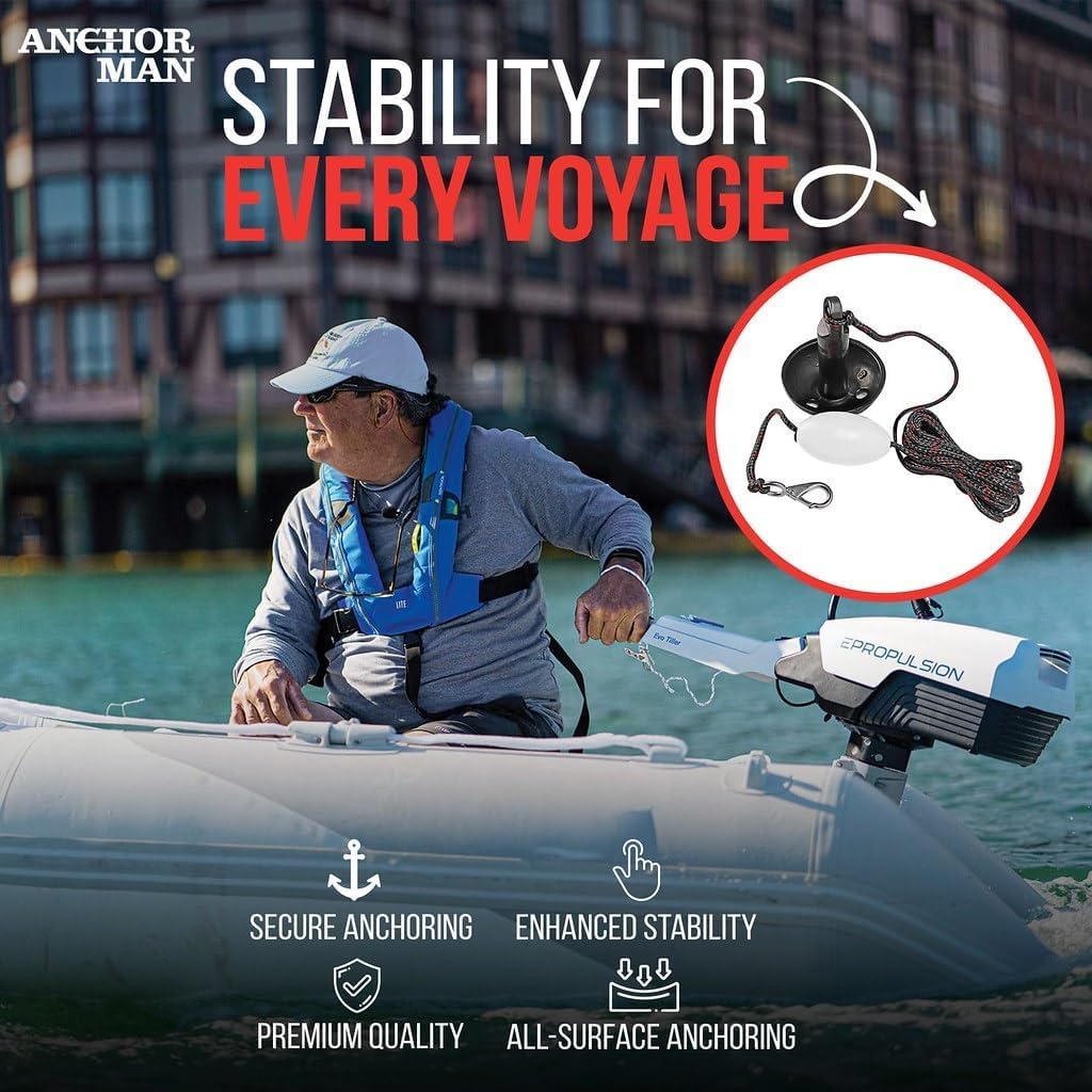 Anchor-Man Anchors Folding Kayak Grapnel Anchor, 8LB Mushroom Anchor, Complete Jet Ski Anchor Kit with PVC Coated C