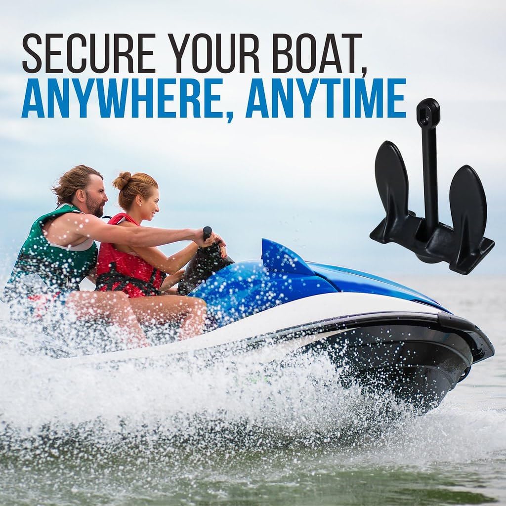Jet Ski Anchor Kit Kayak Anchor Kit PVC Coated Boat Anchor Chain with Stainless Steel Shackles with 50 Feet Rope An Anchor-Man