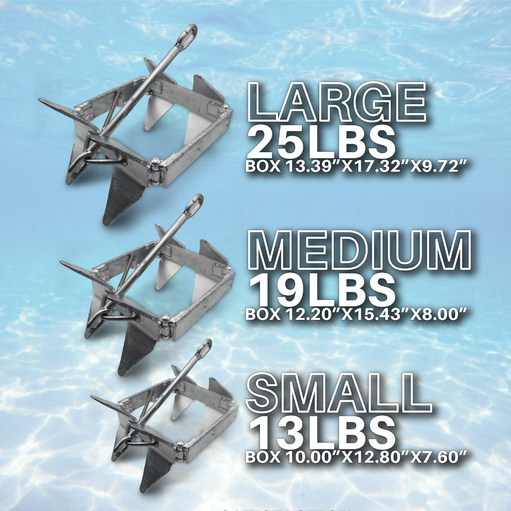 Anchor-Man Boat Slide Box Anchors, 100 Hot Dipped Galvanized Foldable Sliding Cube Anchor Suitable for 23 to 40ft O