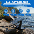 River Anchor Kit 30lbs, Vinyl/PVC Coated, 100 ft Nylon Rope, 4 ft PVC-Coated Chain, Bow Shackle, Storage Bag, Heavy Anchor-Man