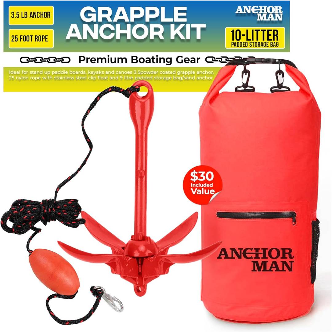 Anchor-Man 3.5 LB Folding Kayak Complete Grapnel Anchor - 10L Storage Kayak Anchor - Mushroom Anchor, Jet Ski Ancho