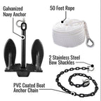 Jet Ski Anchor Kit Kayak Anchor Kit PVC Coated Boat Anchor Chain with Stainless Steel Shackles with 50 Feet Rope An Anchor-Man