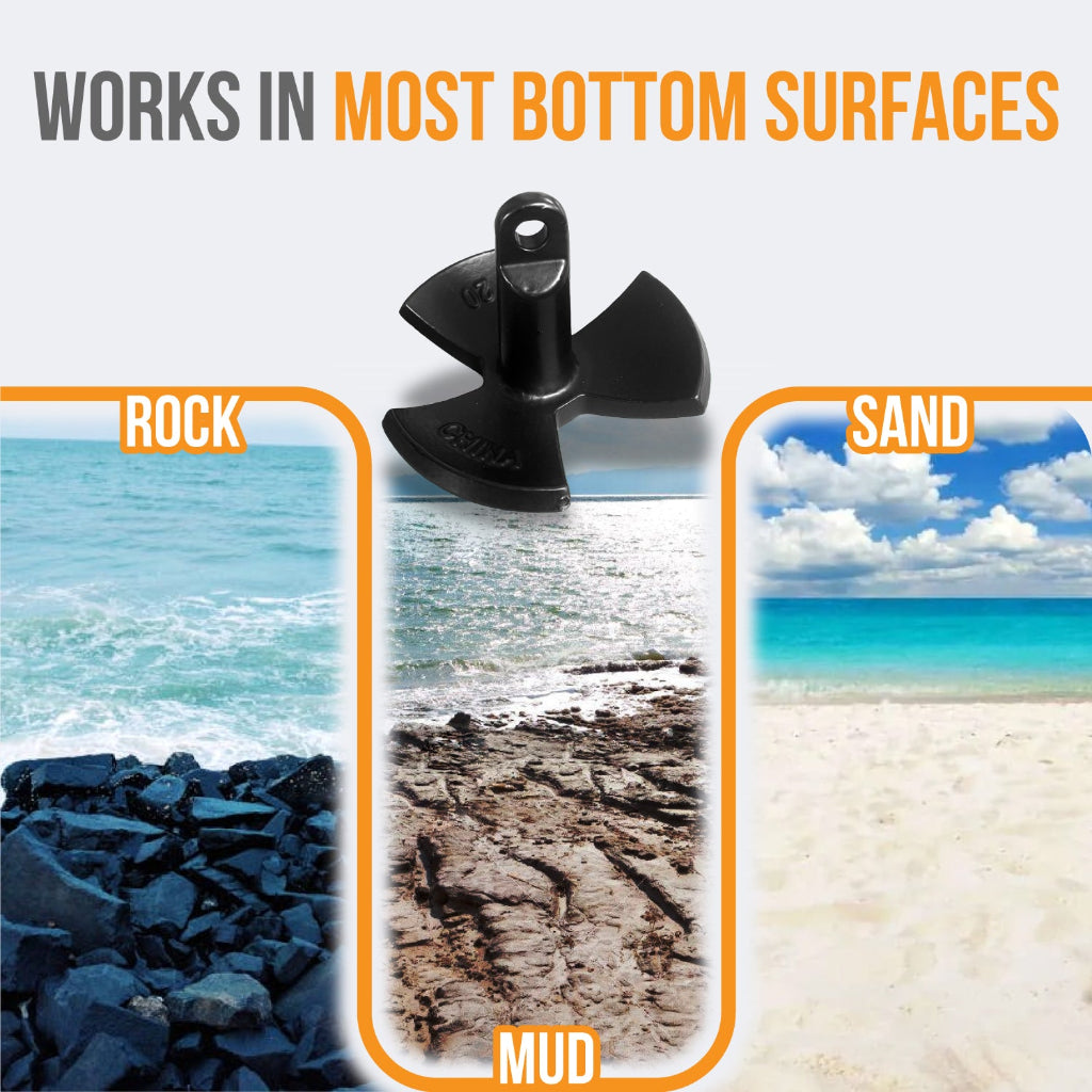 Anchor-Man River Anchor, Black Vinyl Coated Mushroom Anchor for Boats - Marine Grade Boat Anchor with Impressive Ho