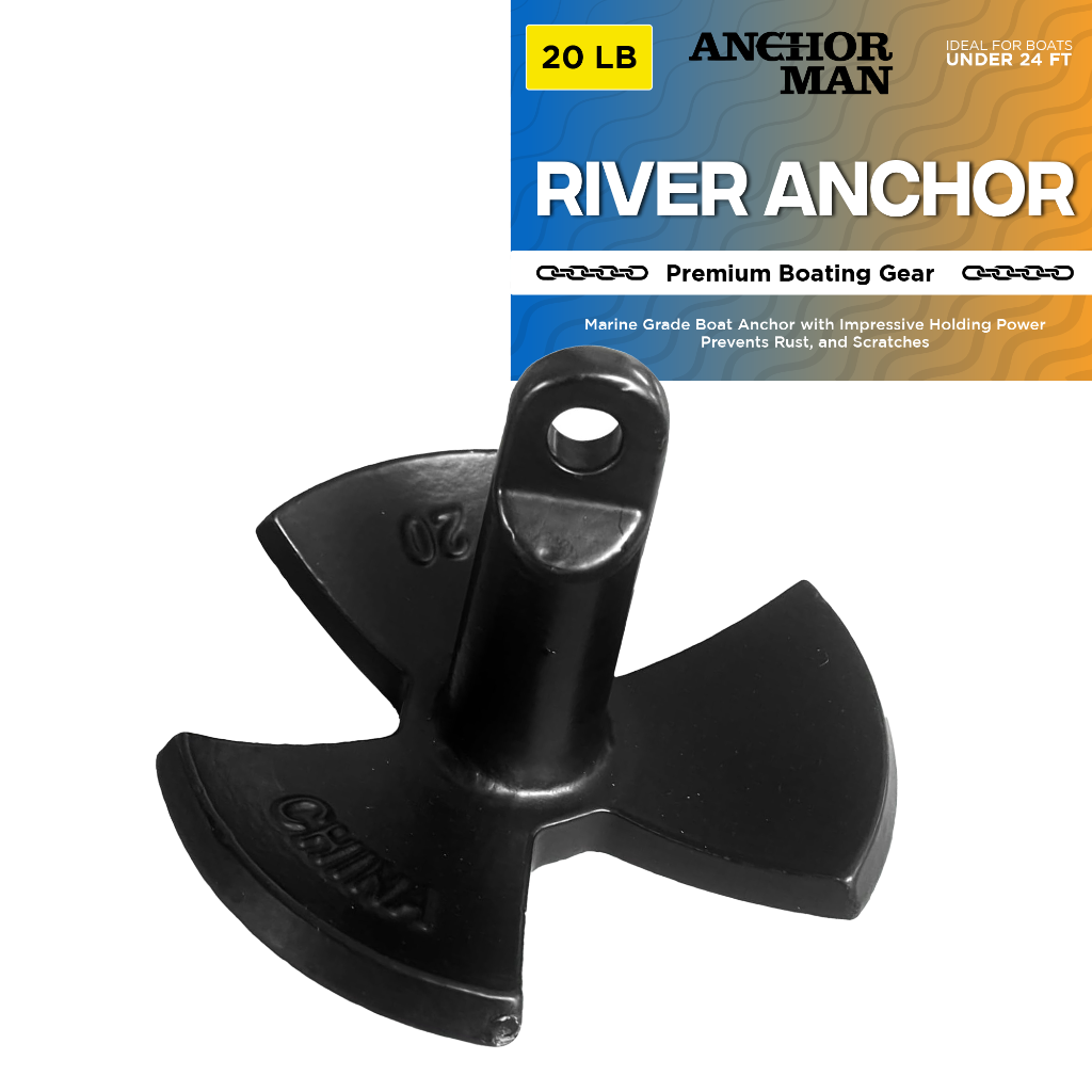 Anchor-Man River Anchor, Black Vinyl Coated Mushroom Anchor for Boats - Marine Grade Boat Anchor with Impressive Ho